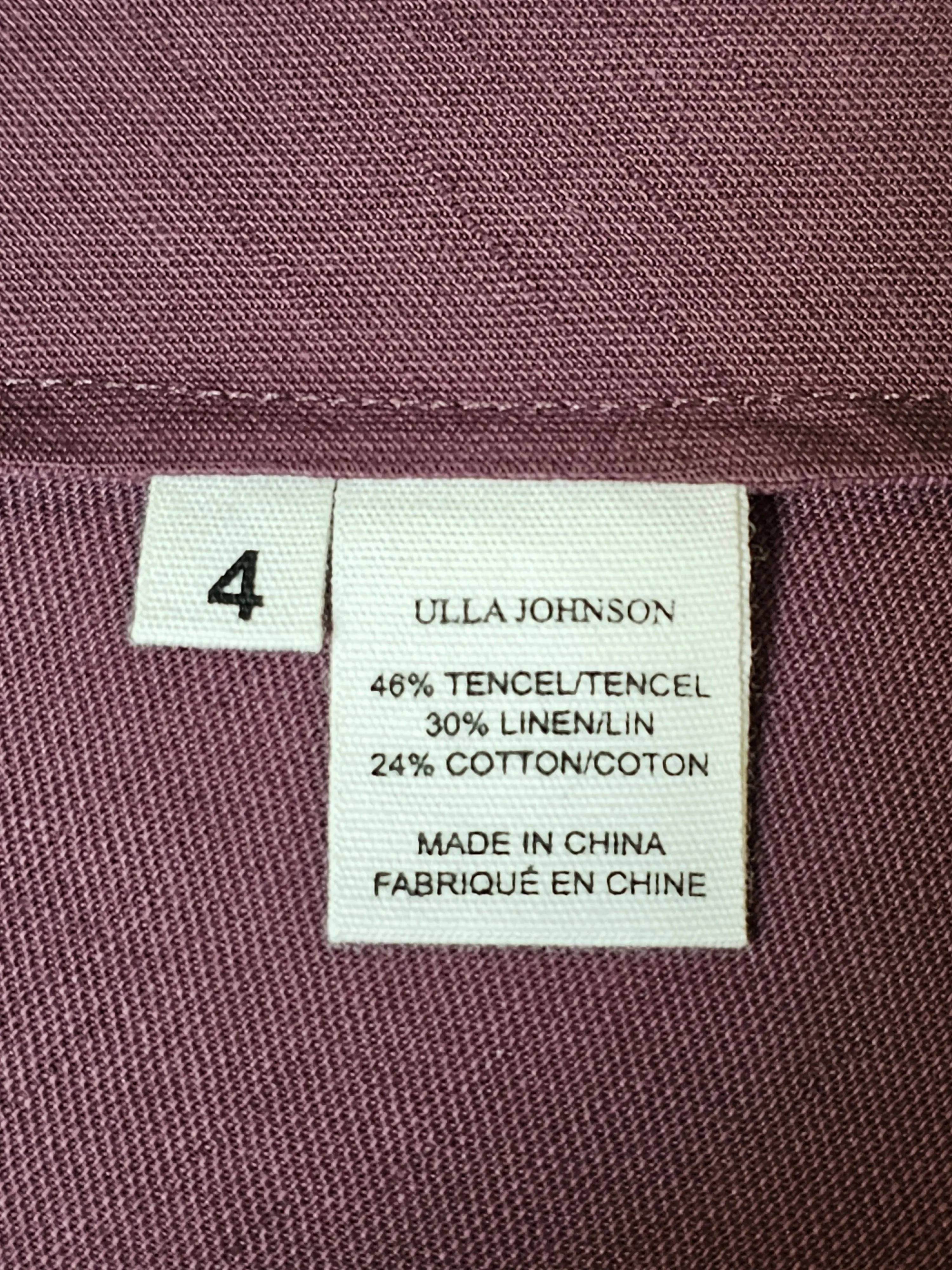 Pre-owned Ulla Johnson Bordeau Purple Twill Liz Dress Size 4