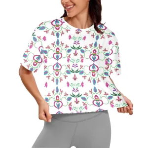 Quilled Divine White Women's Cropped T-shirt