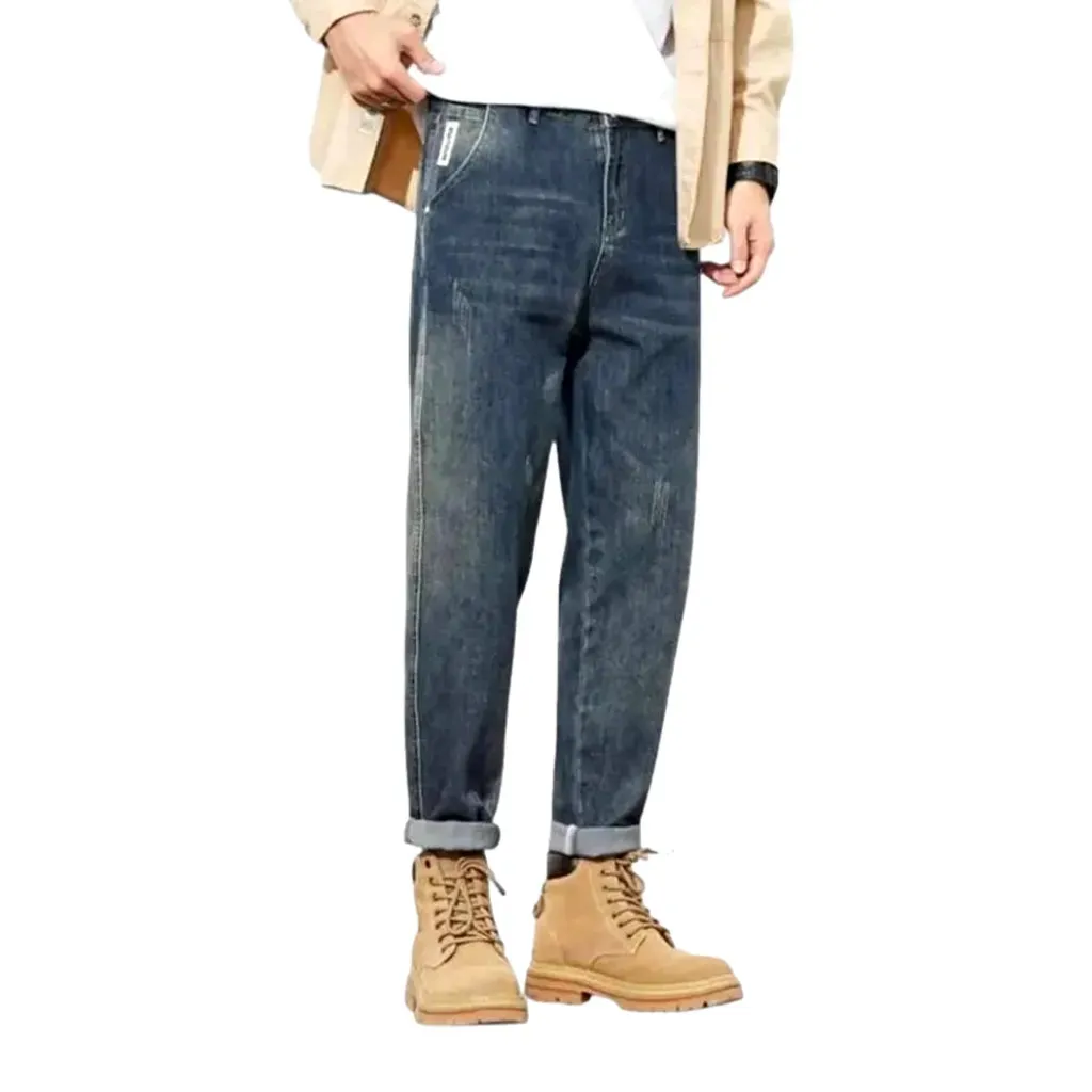 Retro style loose fit men's jeans