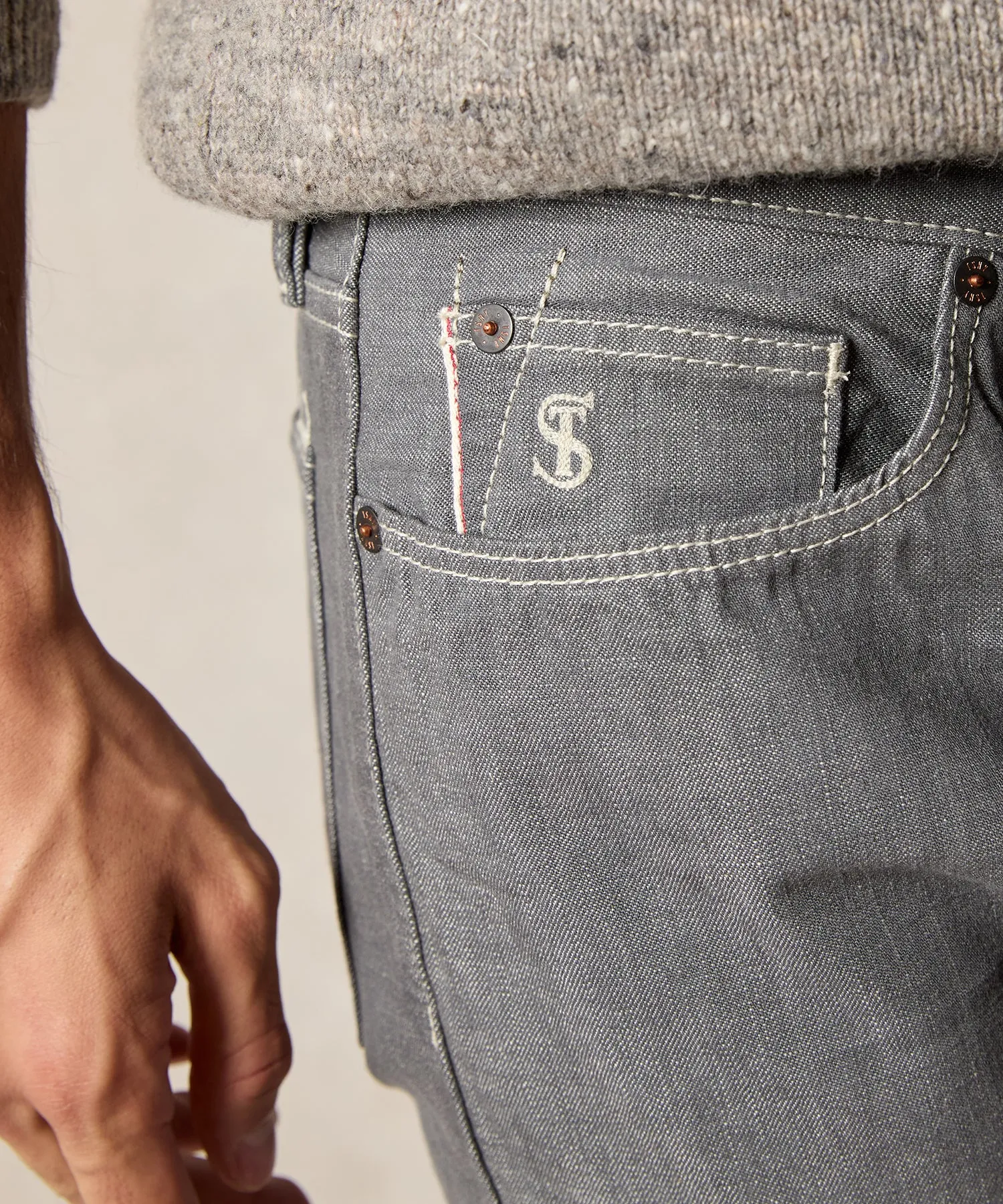 Slim Lightweight Japanese Selvedge Jean in Light Charcoal