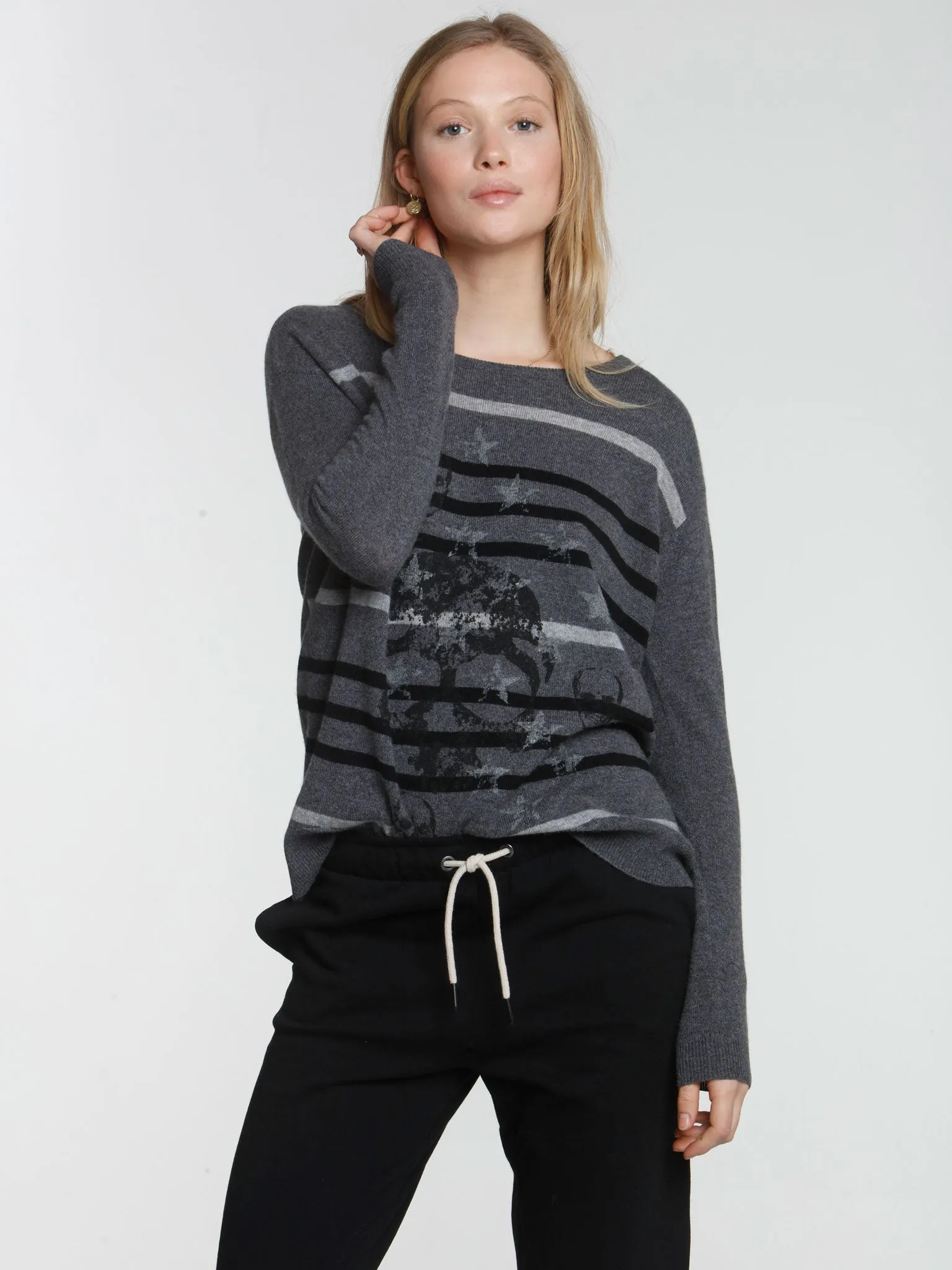 Starlet Stripe Crew - Charcoal