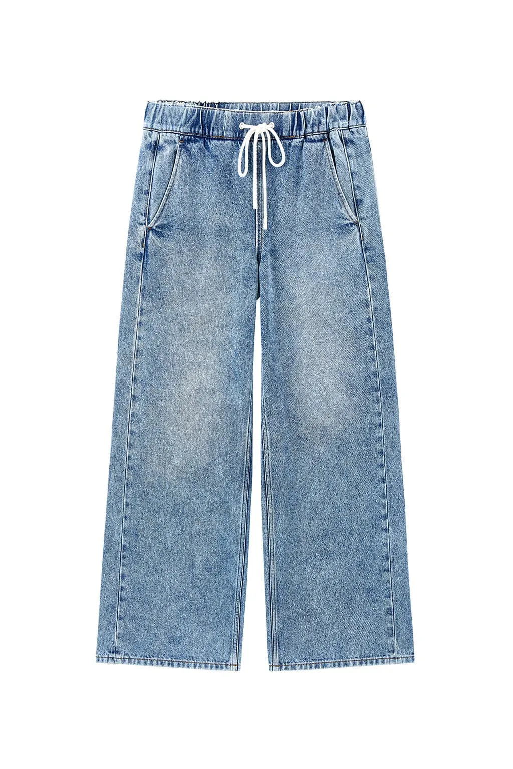 Straight-Leg Jeans With Elastic Waist