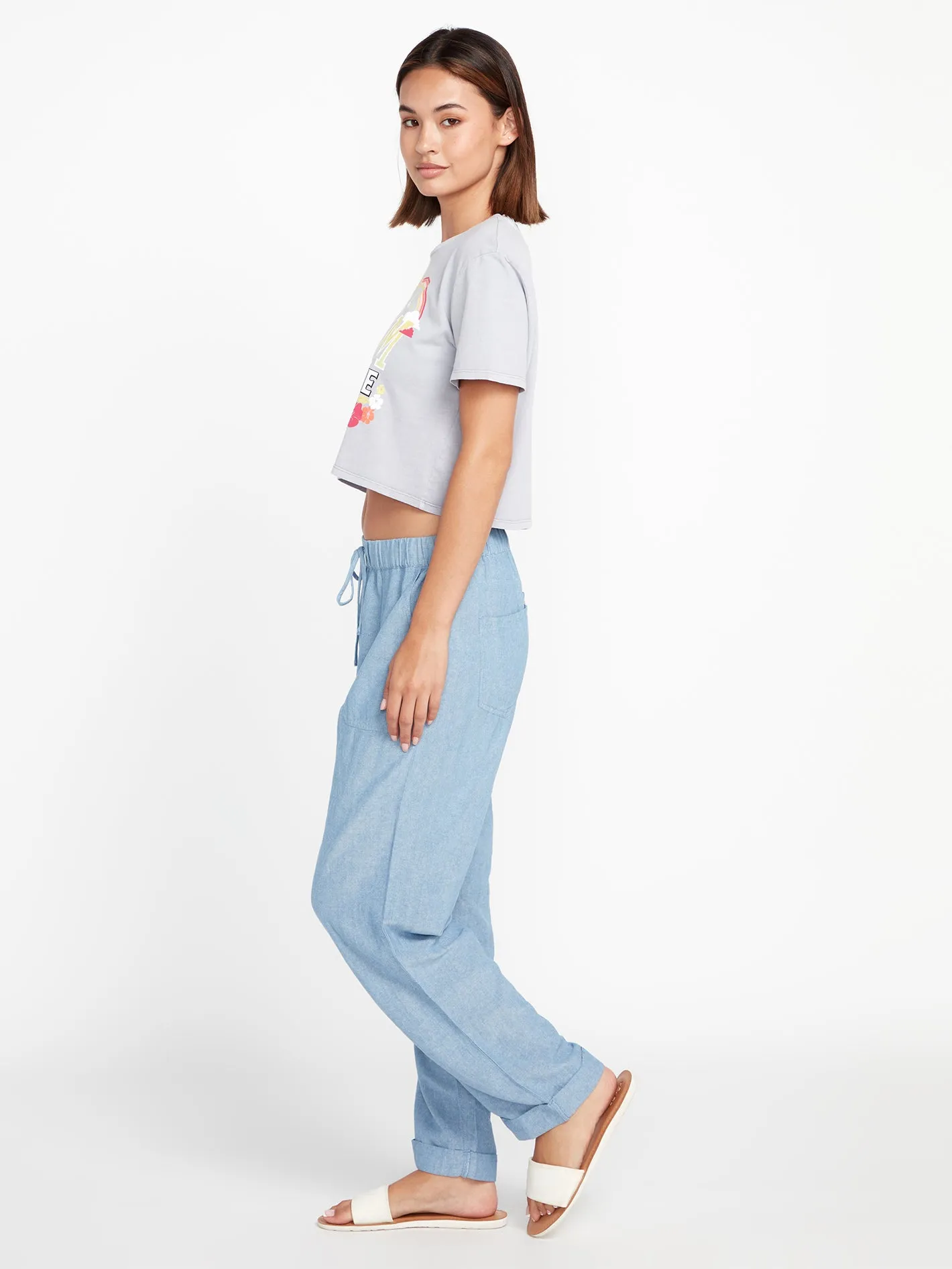 Sunday Strut Elastic Waist Pants - Blue Bird