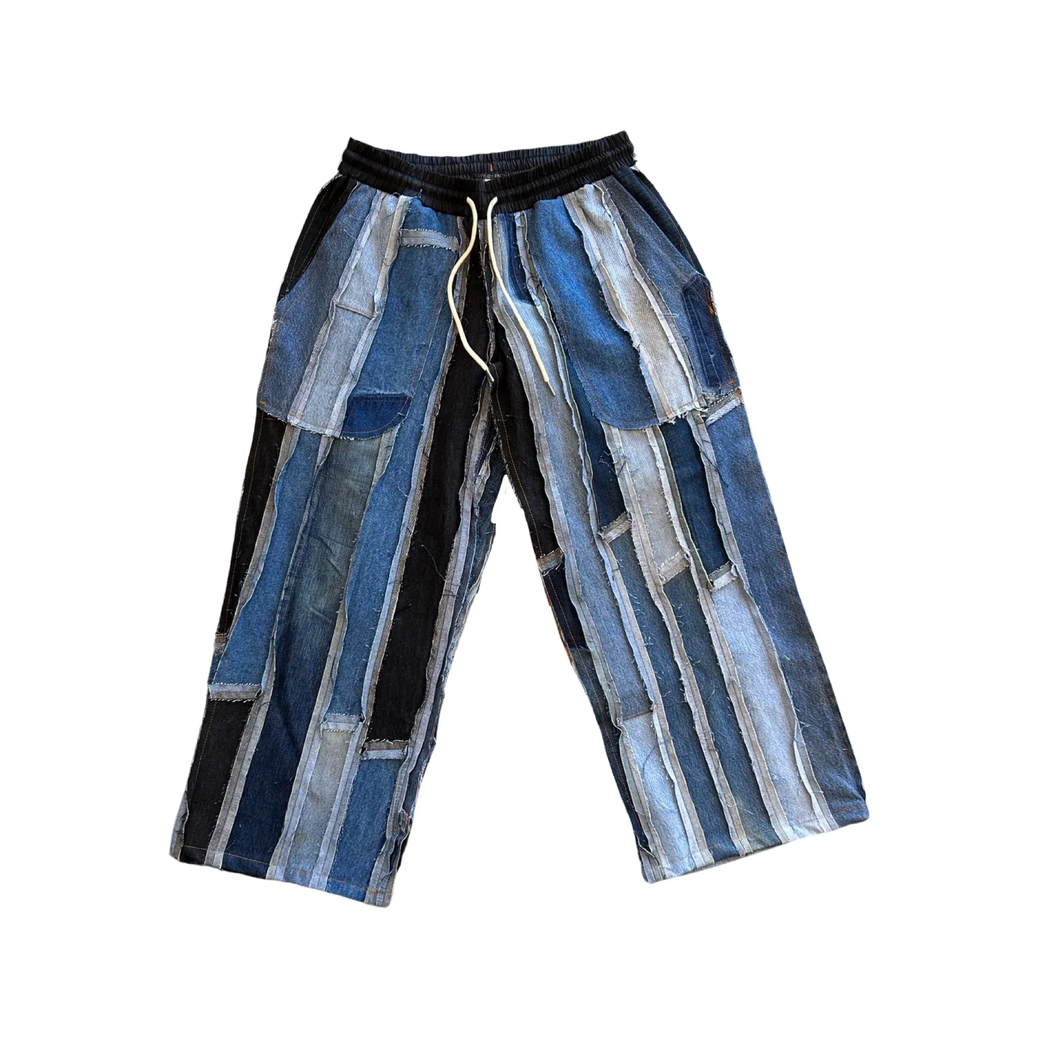 Vertical Distressed Denim Pant