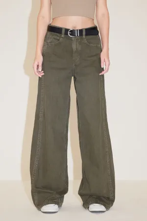 Vintage Gray And Green Cargo Wide Leg Jeans