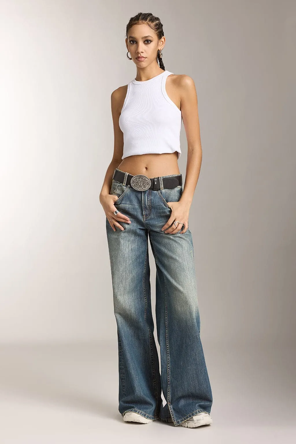 Vintage Slit Wide Leg Jeans