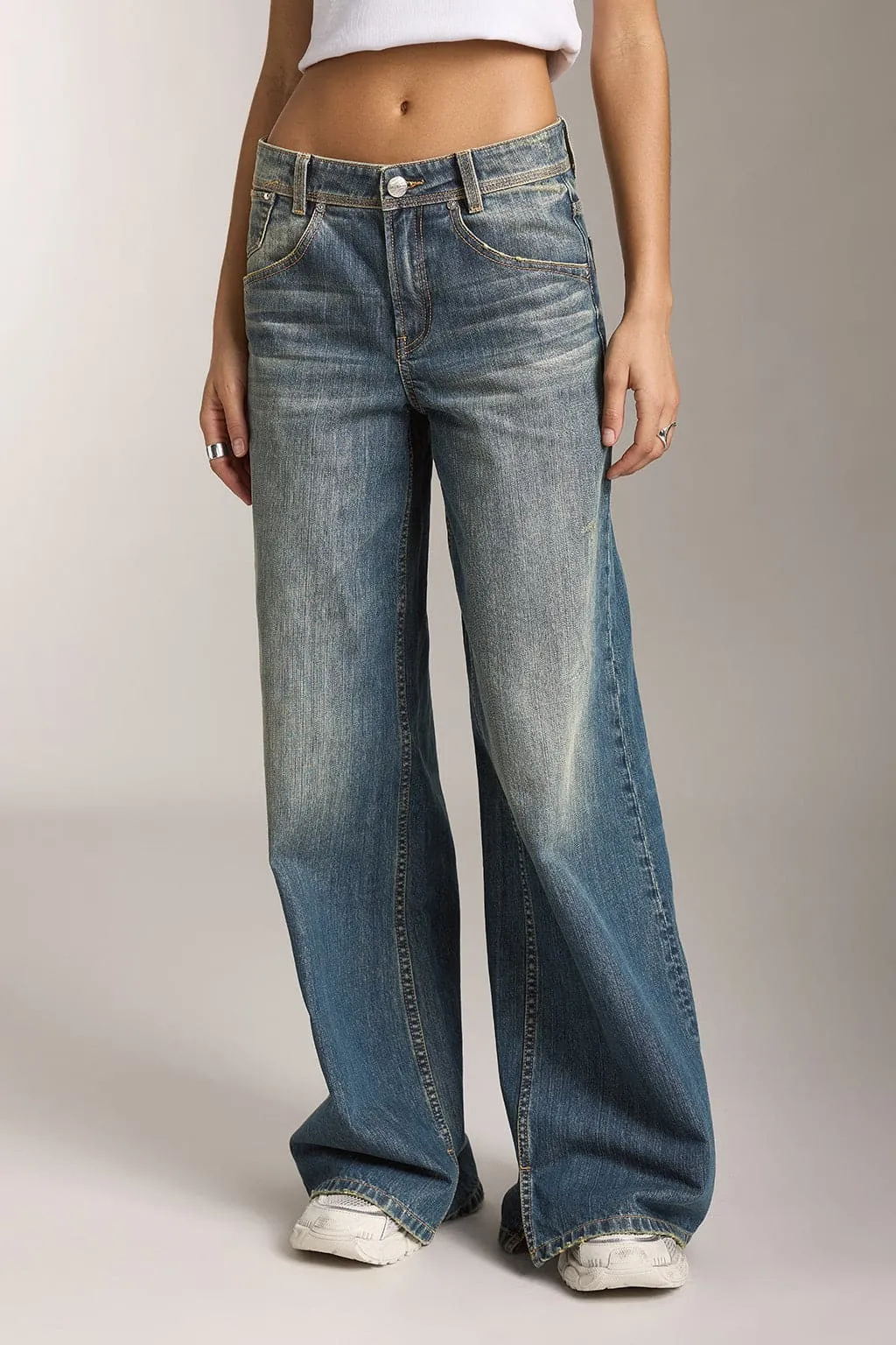 Vintage Slit Wide Leg Jeans